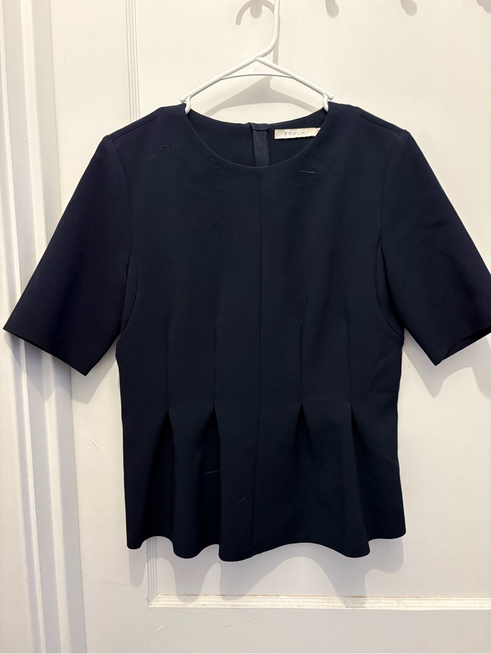 Women's Navy Blue Short-Sleeve Peplum Top